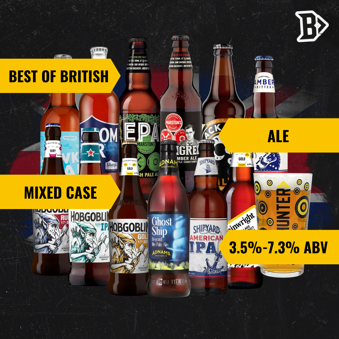 Best of British Ale Mixed Case with Beerhunter Glass (12 Pack)