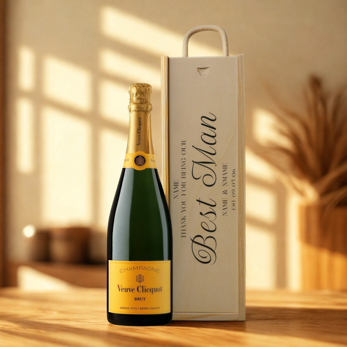Personalised Best Man Champagne & Sparkling Gift Set with Wooden Presentation Box