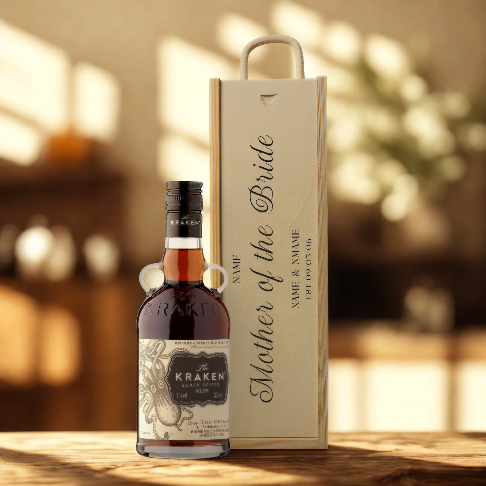Personalised Mother of the Bride Rum Gift Set with Wooden Presentation Box