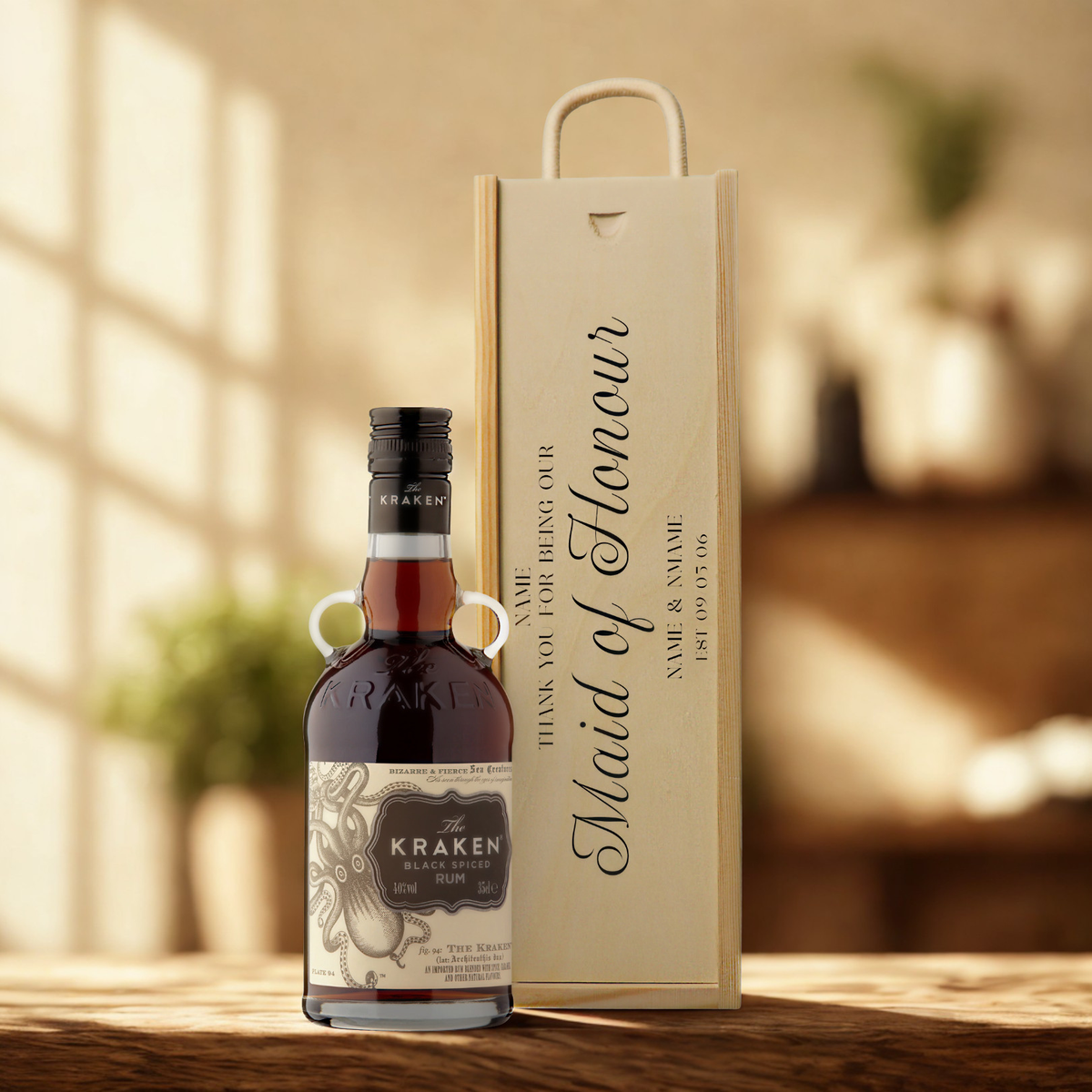 Personalised Maid of Honour Rum Gift Set with Wooden Presentation Box