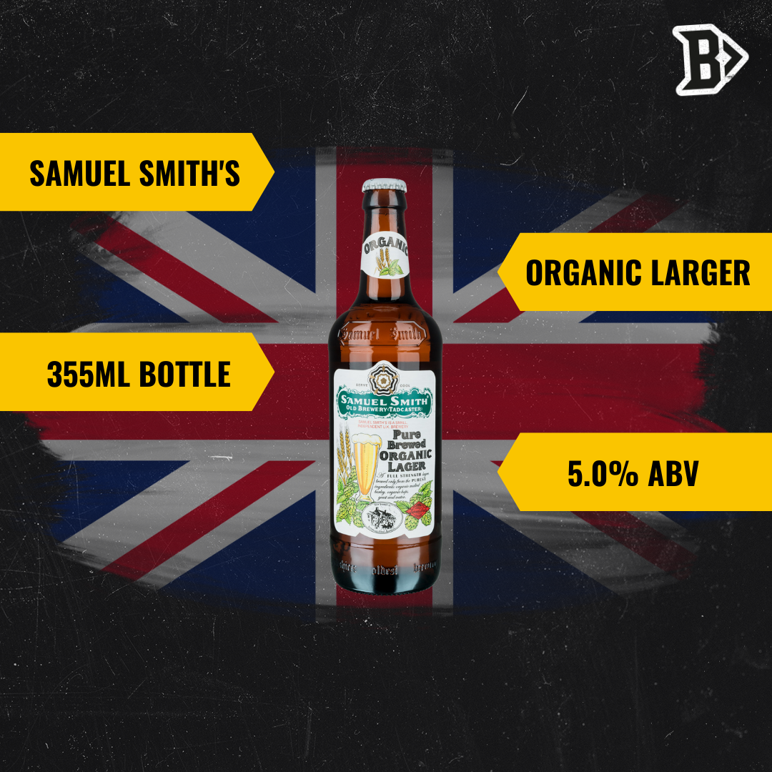 Samuel Smiths British Pure Brewed Organic Lager 355ml Bottles - 5.00% ABV (12 Pack)