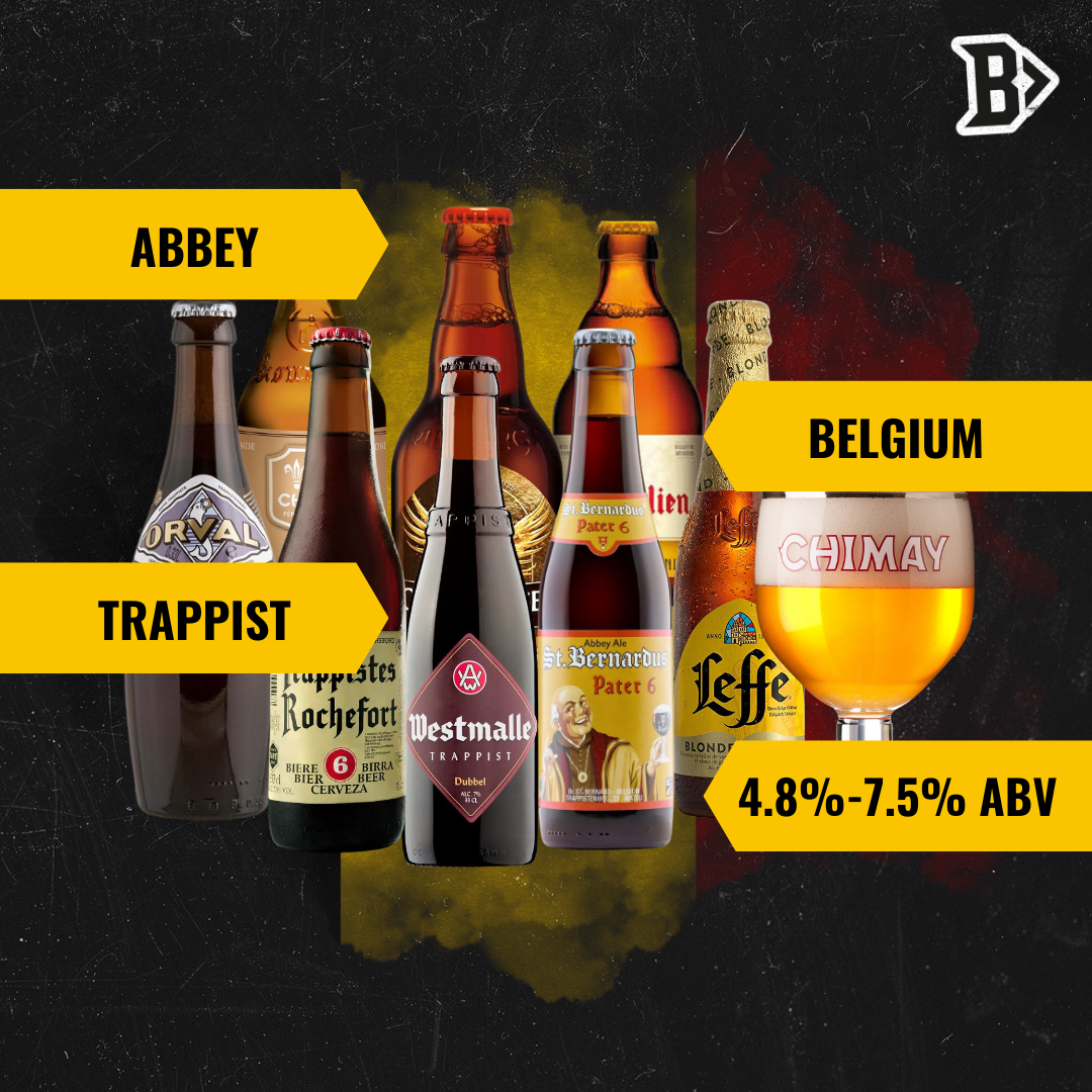Trappist & Abbey Ales Mixed Beer Case with Chimay Glass (8 Pack)