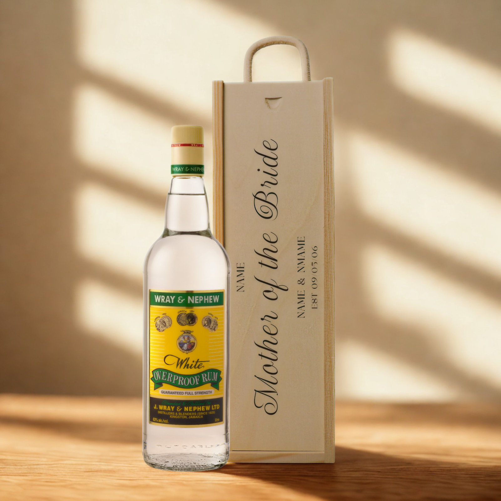 Personalised Mother of the Bride Rum Gift Set with Wooden Presentation Box