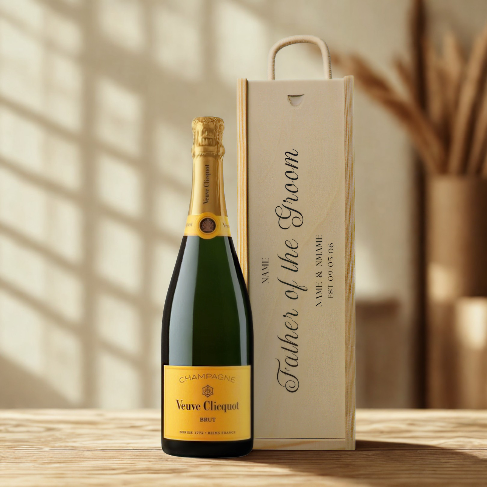 Personalised Father of the Groom Champagne & Sparkling Gift Set with Wooden Presentation Box