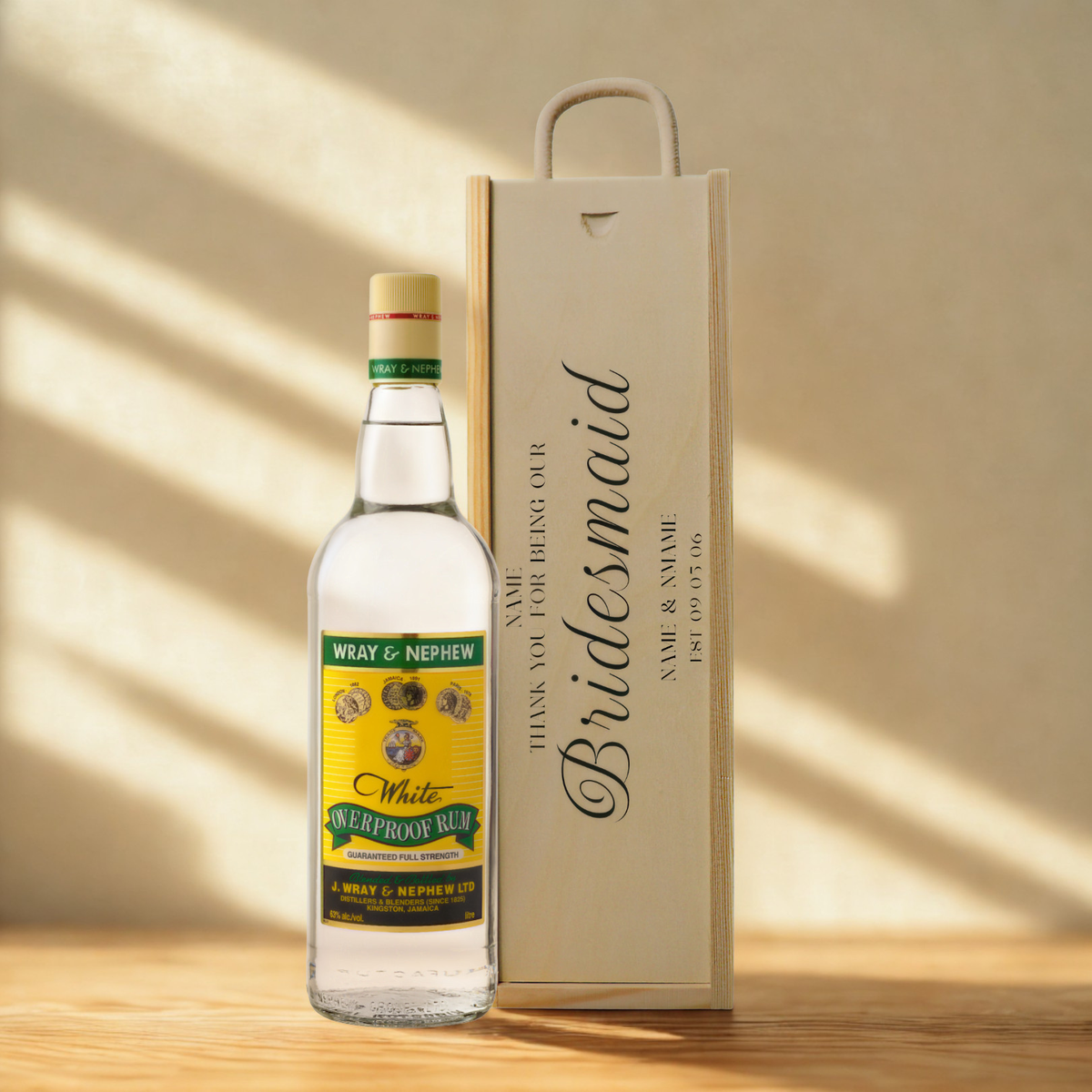 Personalised Bridesmiad Rum Gift Set with Wooden Presentation Box