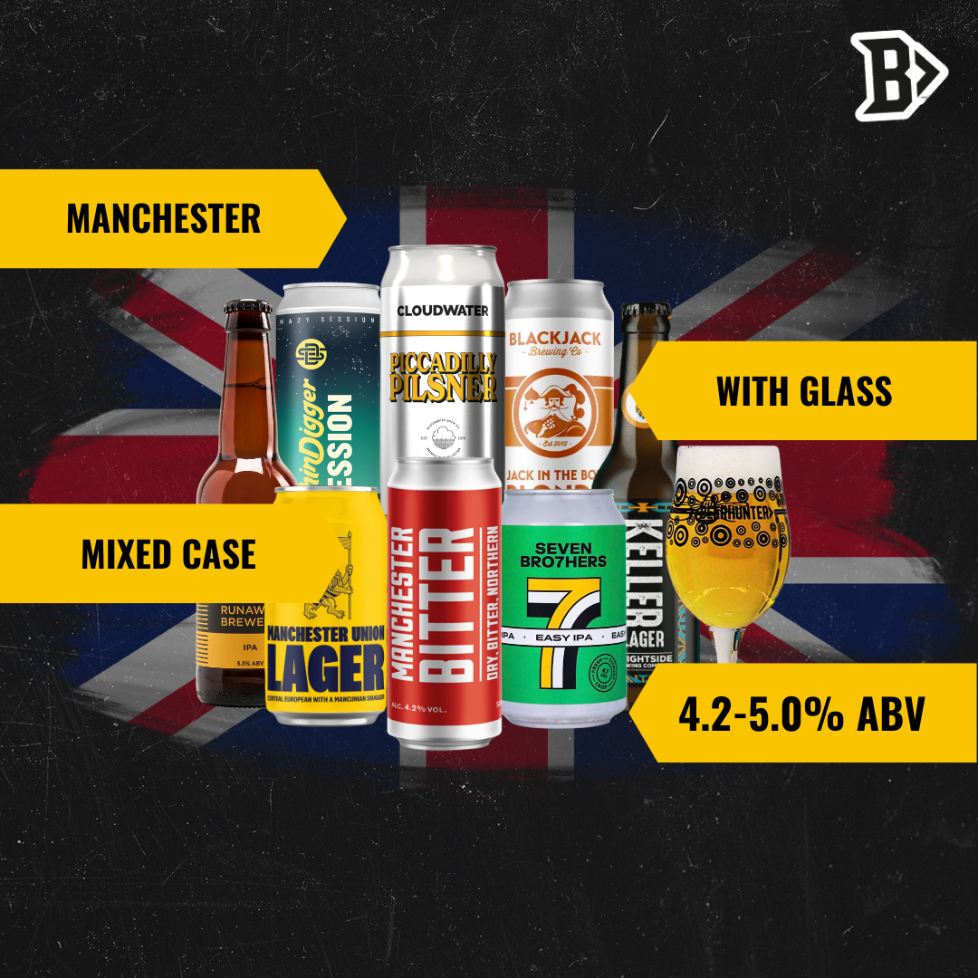 Manchester Breweries Craft Beer Mixed Case with Glass (8 Pack)