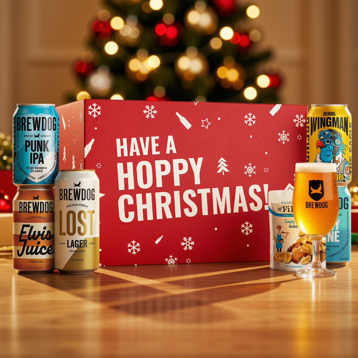 Hoppy Christmas BrewDog Craft Beer Gift Set with BrewDog Glass – 5 Can Pack
