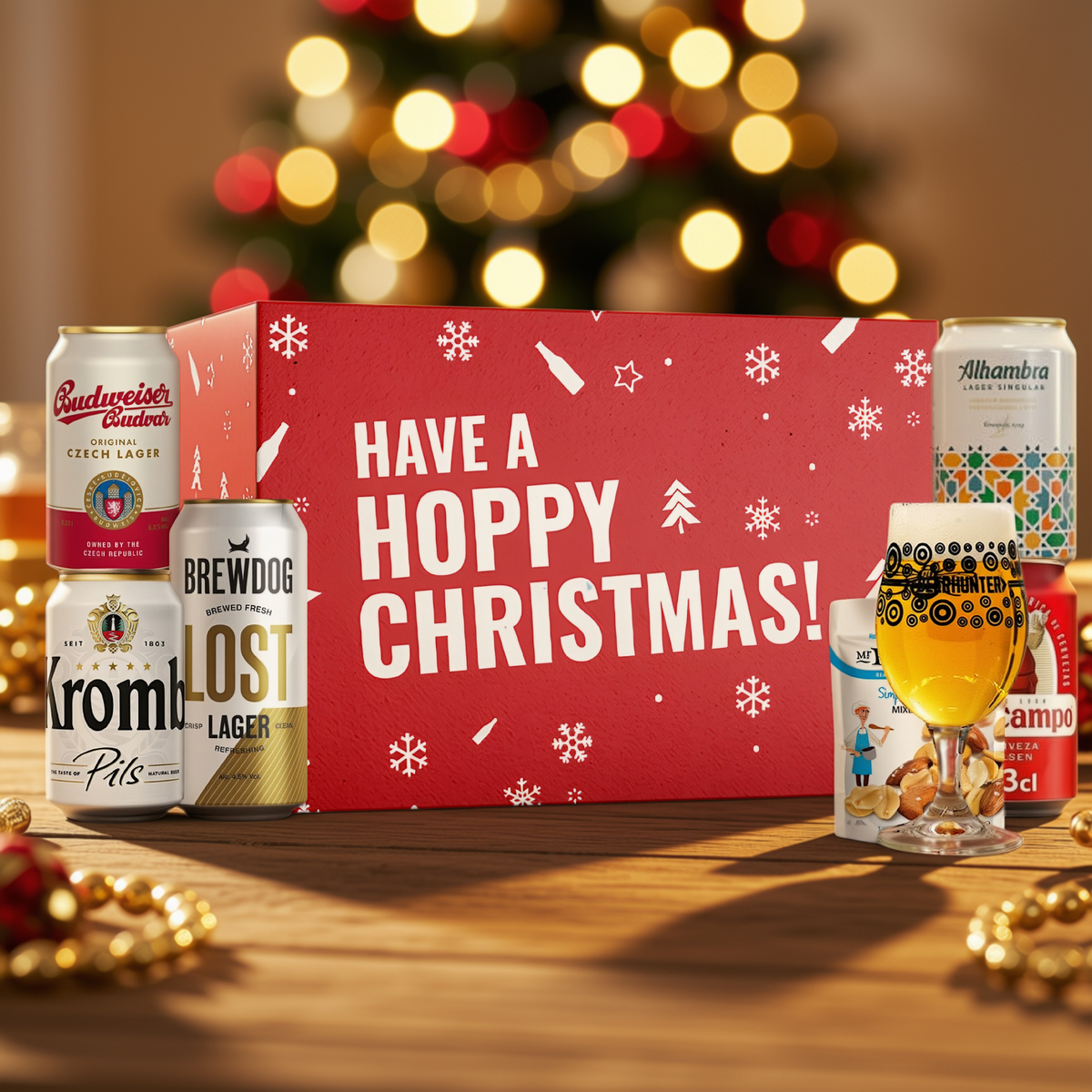 Hoppy Christmas Premium Lager Beer Gift Set – 5 x 330ml Cans