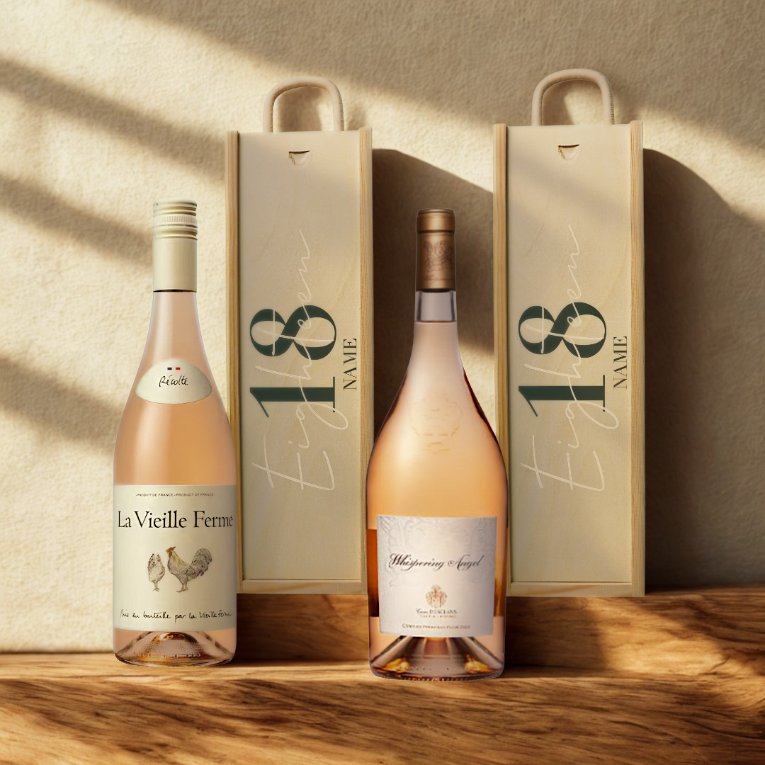 Personalised 18th Birthday Rosé Wine Gift Set – 75cl Provence Rosé with Personalised Lid