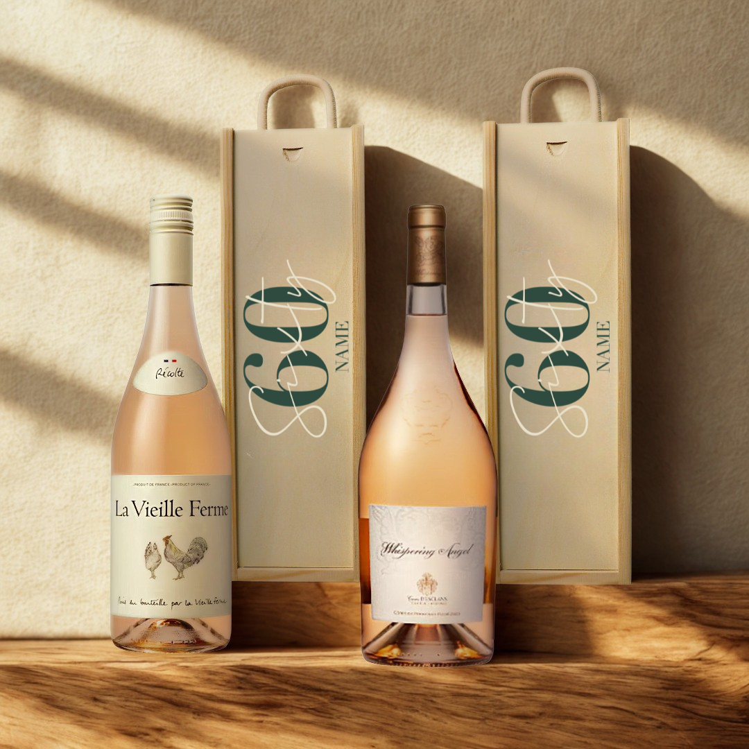 Personalised 60th Birthday Rosé Wine Gift Set – 75cl Provence Rosé with Personalised Lid