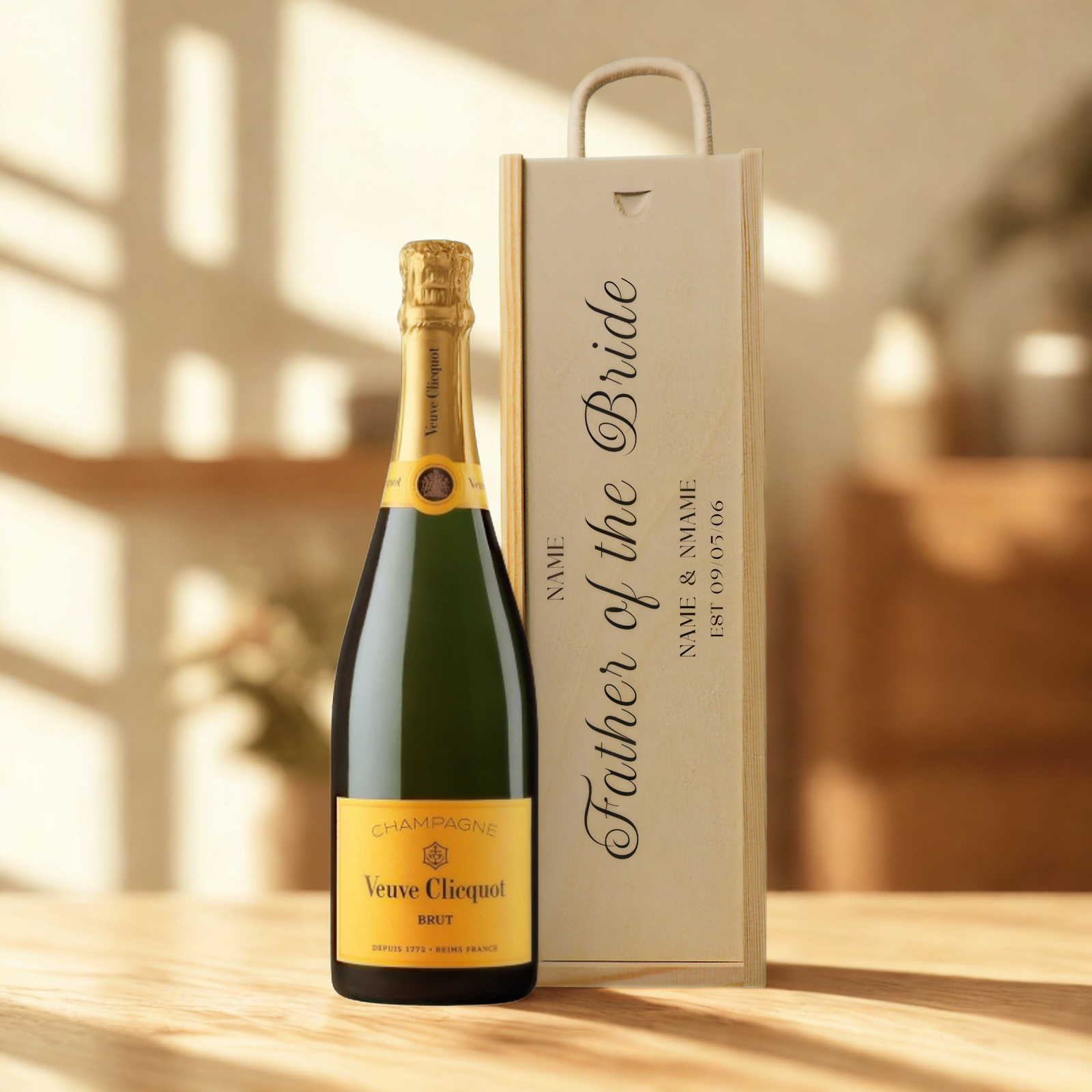 Personalised Father of the Bride Champagne & Sparkling Gift Set with Wooden Presentation Box