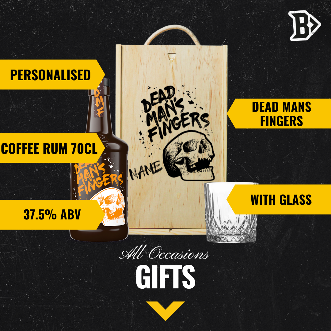 Personalised Dead Man's Fingers Coffee Rum Gift Set with Glass - 70cl