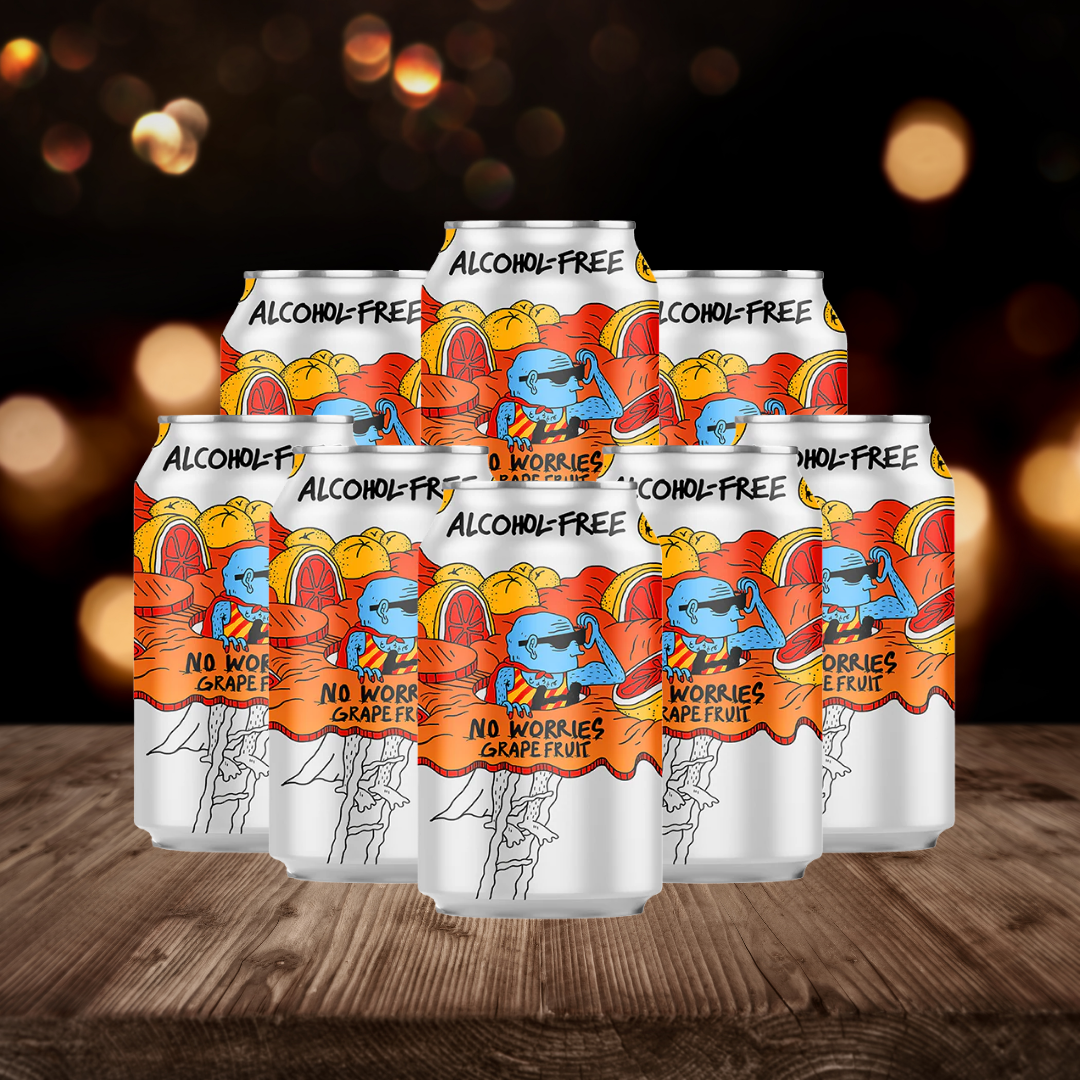 Lervig No Worries Grapefruit Norwegian Alcohol-Free Beer 330ml Cans - 0.5% ABV (Multipack)