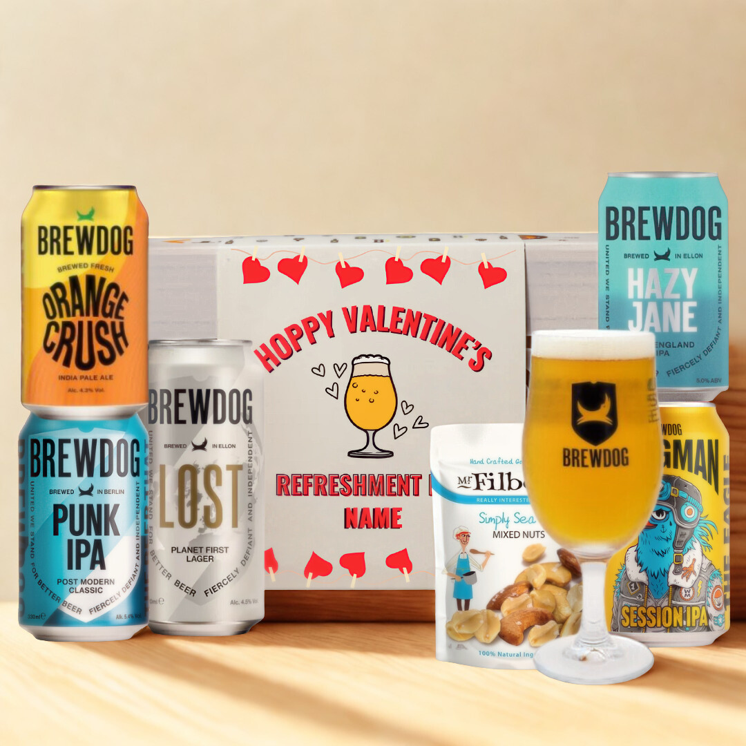 Personalised Brewdog Hoppy Valentine's Craft Beer Gift Set – IPA, Pale Ale &amp; Lager (5 x 330ml)
