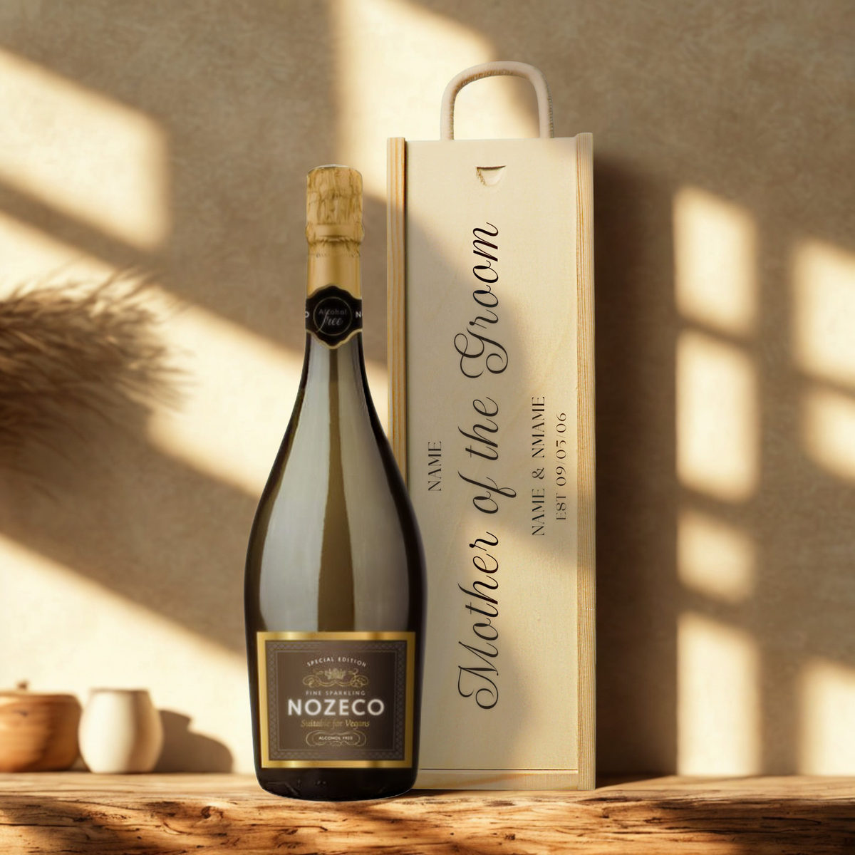 Personalised Mother of the Groom Champagne & Sparkling Gift Set with Wooden Presentation Box