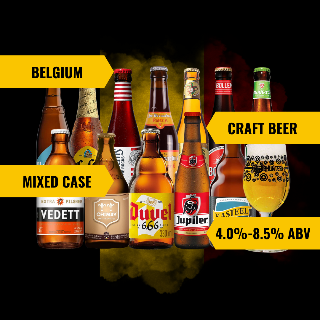 Best of Belgian Craft Beer Mixed Case with Beerhunter Glass (12 Pack)