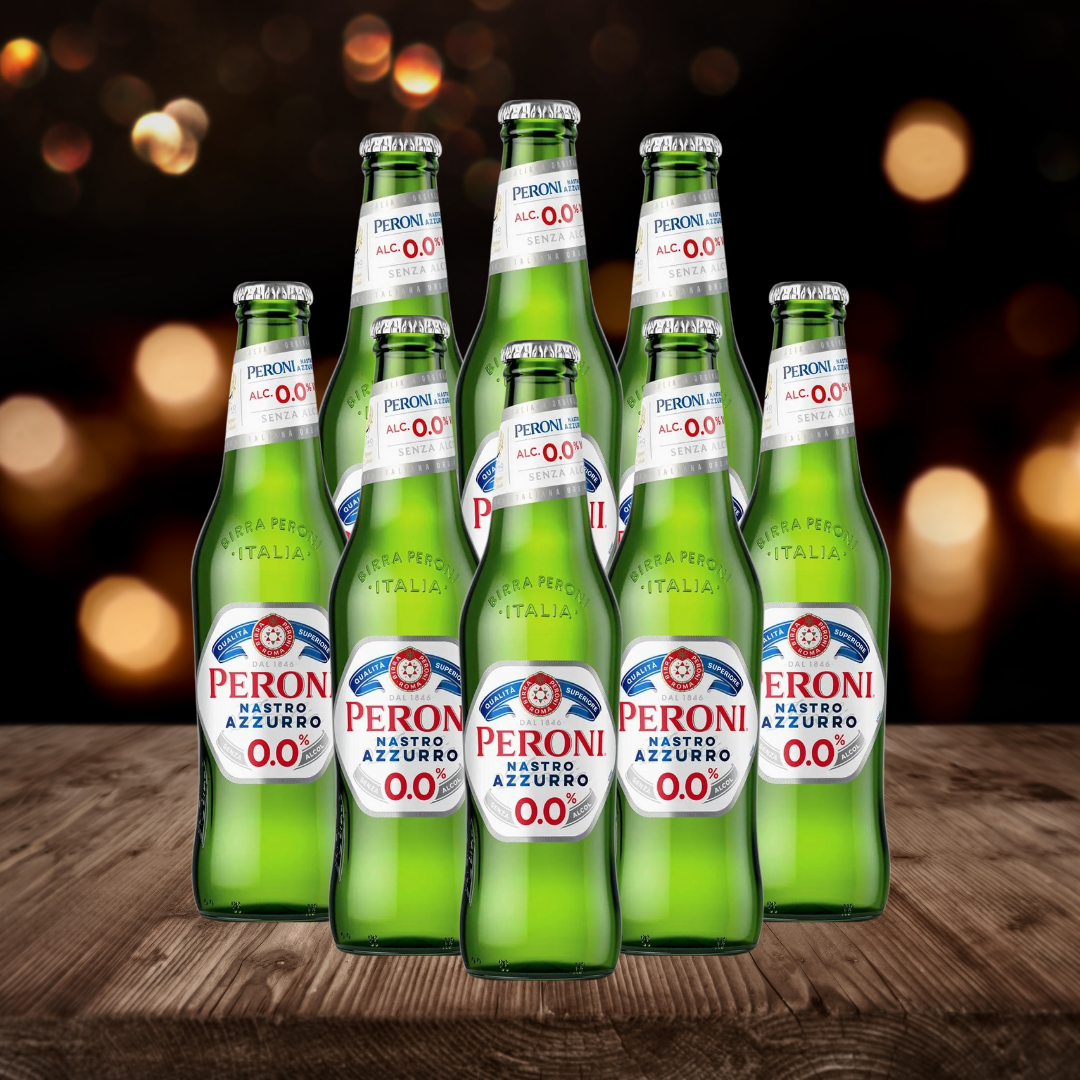 Peroni Nastro Azzurro Alcohol Free Lager 330ml Bottles (Multipack) - 0.0% ABV