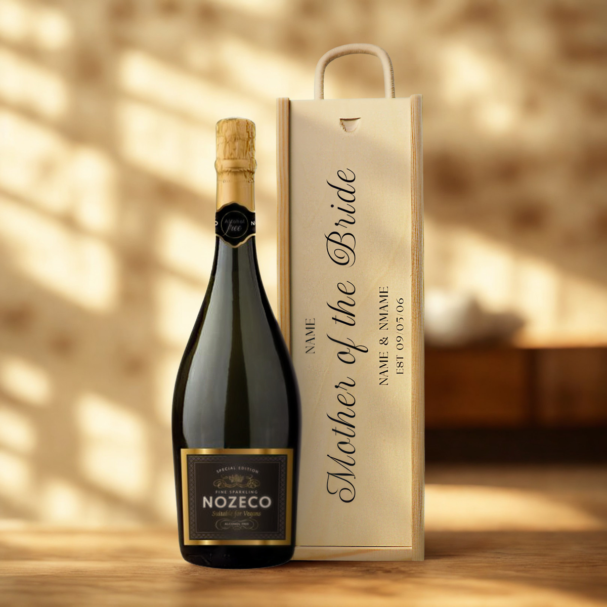 Personalised Mother of the Bride Champagne & Sparkling Gift Set with Wooden Presentation Box