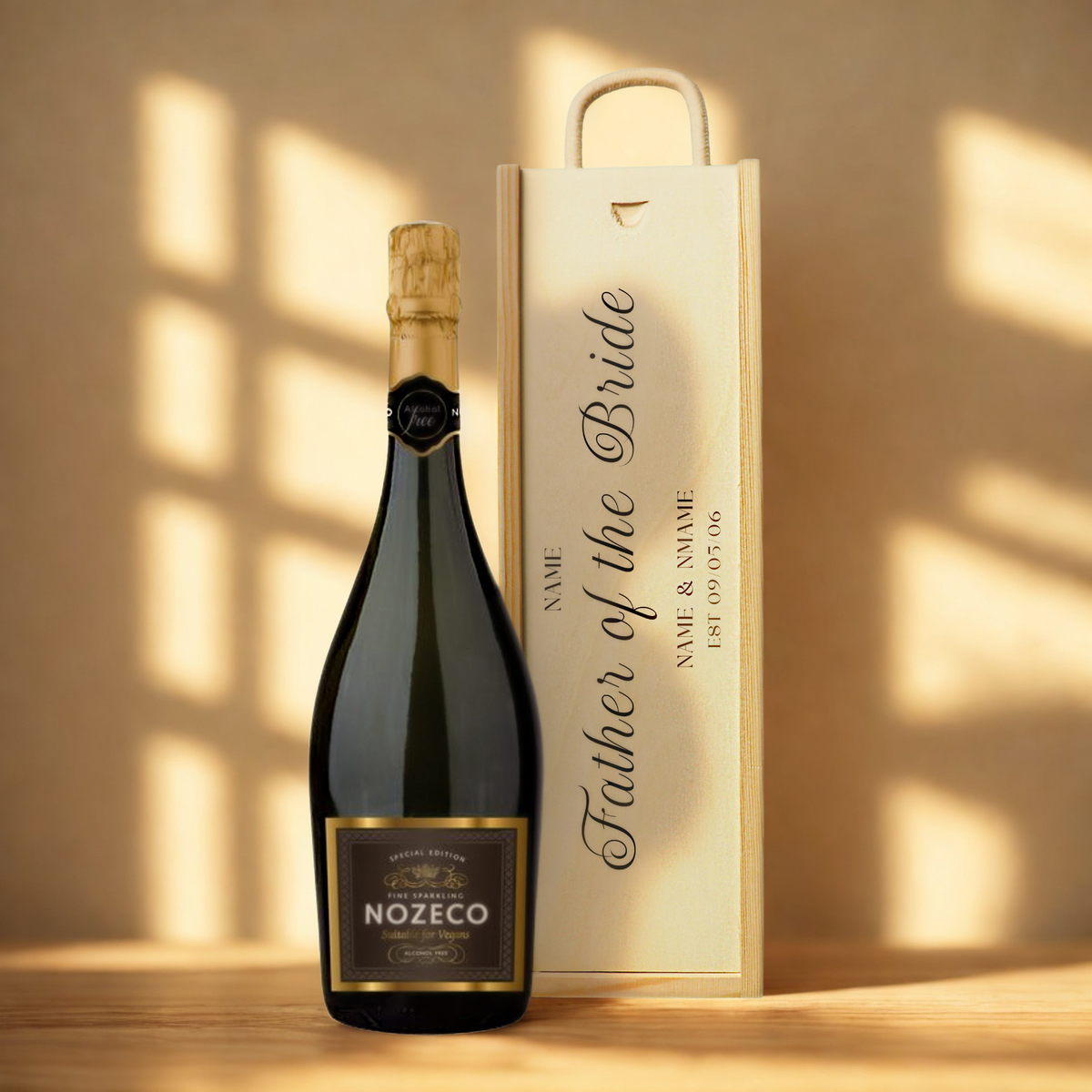 Personalised Father of the Bride Champagne & Sparkling Gift Set with Wooden Presentation Box
