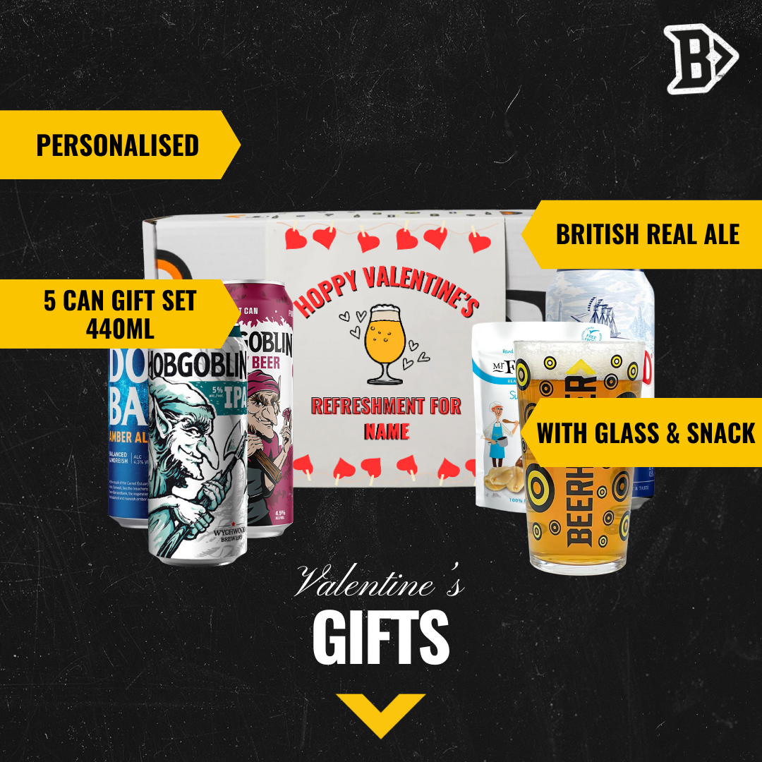 Personalised British Real Ale Hoppy Valentine's Craft Beer Gift Set