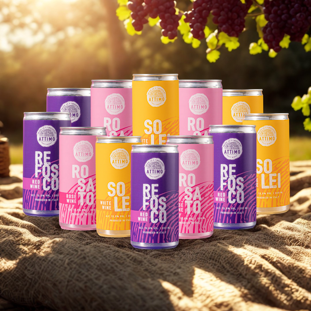 Attimo Italian Wine Mixed Case – Red, White &amp; Rosé (200ml Cans, 12 Pack)