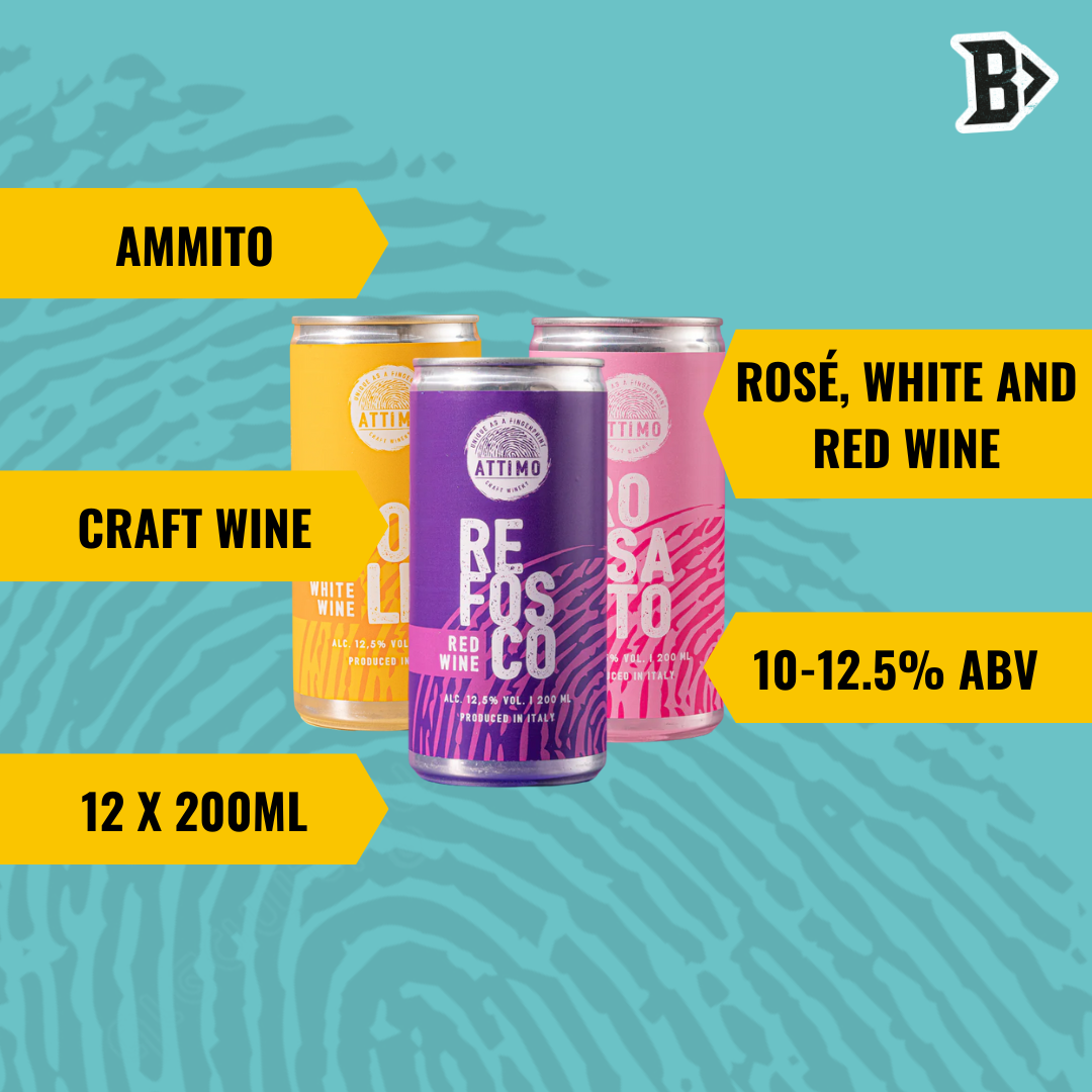 Attimo Italian Wine Mixed Case – Red, White & Rosé (200ml Cans, 12 Pack)