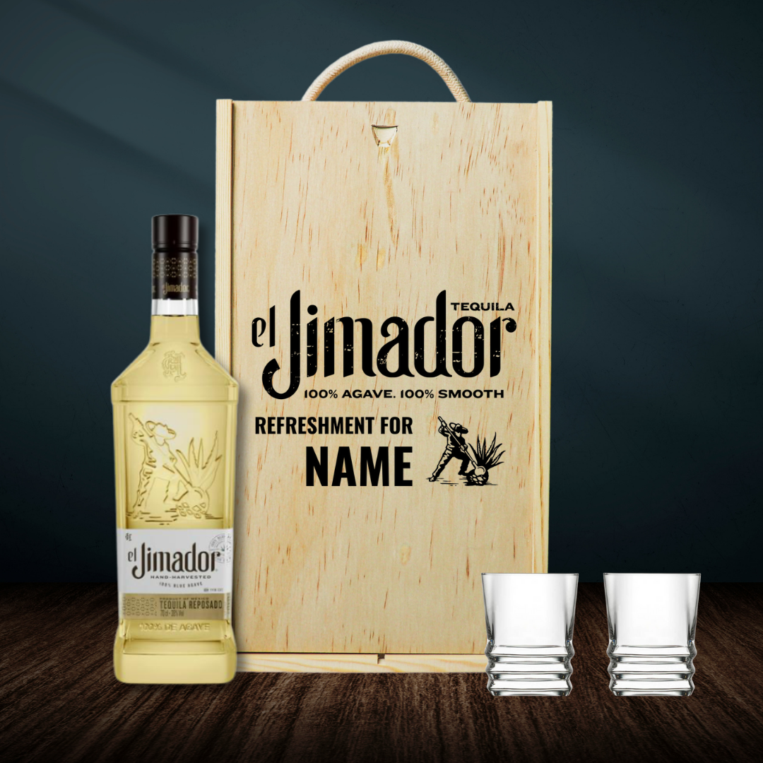 Personalised El Jimador Tequila Gift Set with Shot Glasses – 70cl (38% ABV)