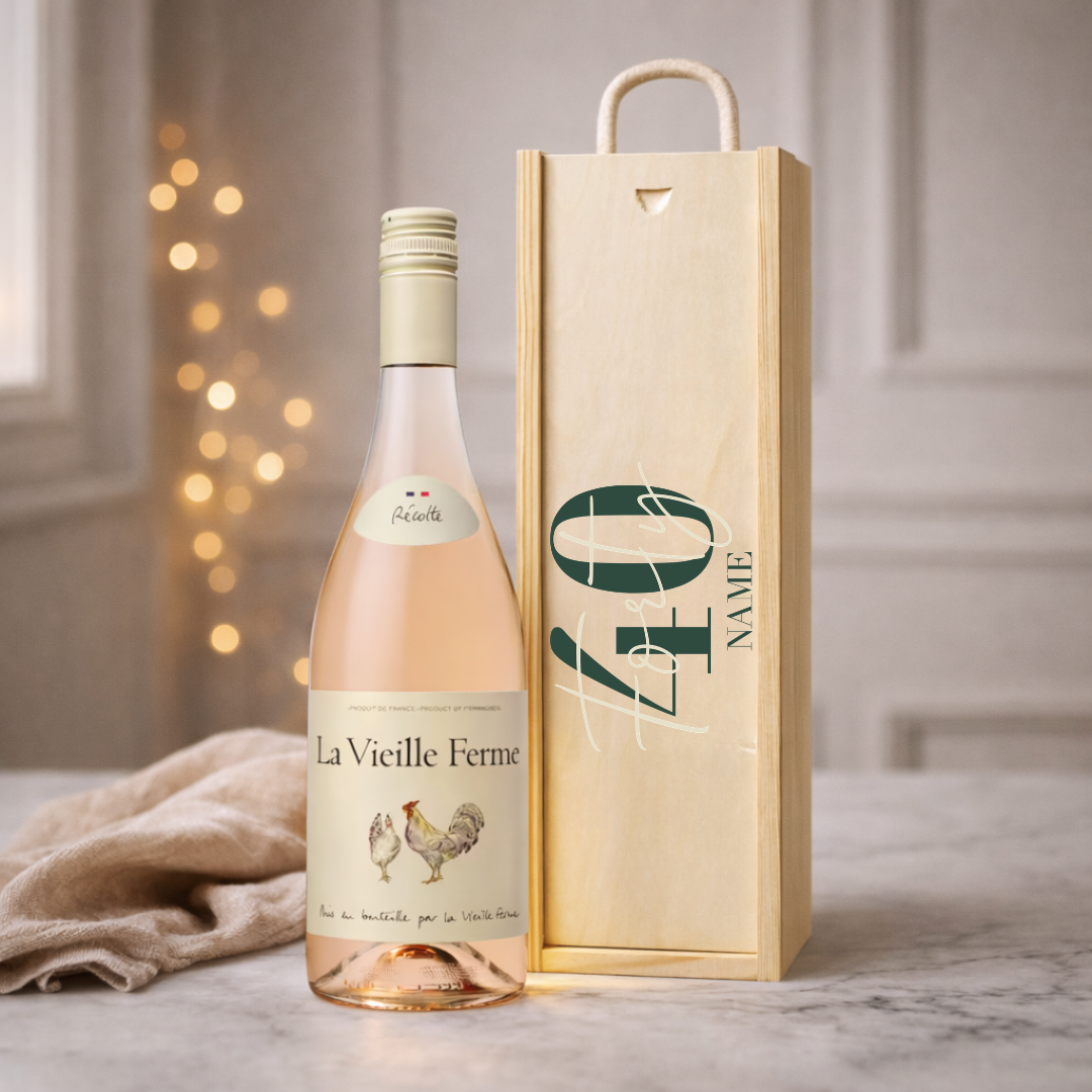 Personalised 40th Birthday Rosé Wine Gift Set – 75cl Provence Rosé with Personalised Lid