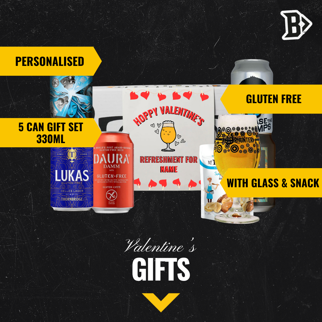 Personalised Gluten Free Hoppy Valentine's Craft Beer Gift Set – IPA, Pale Ale & Lager (5 x 330ml)