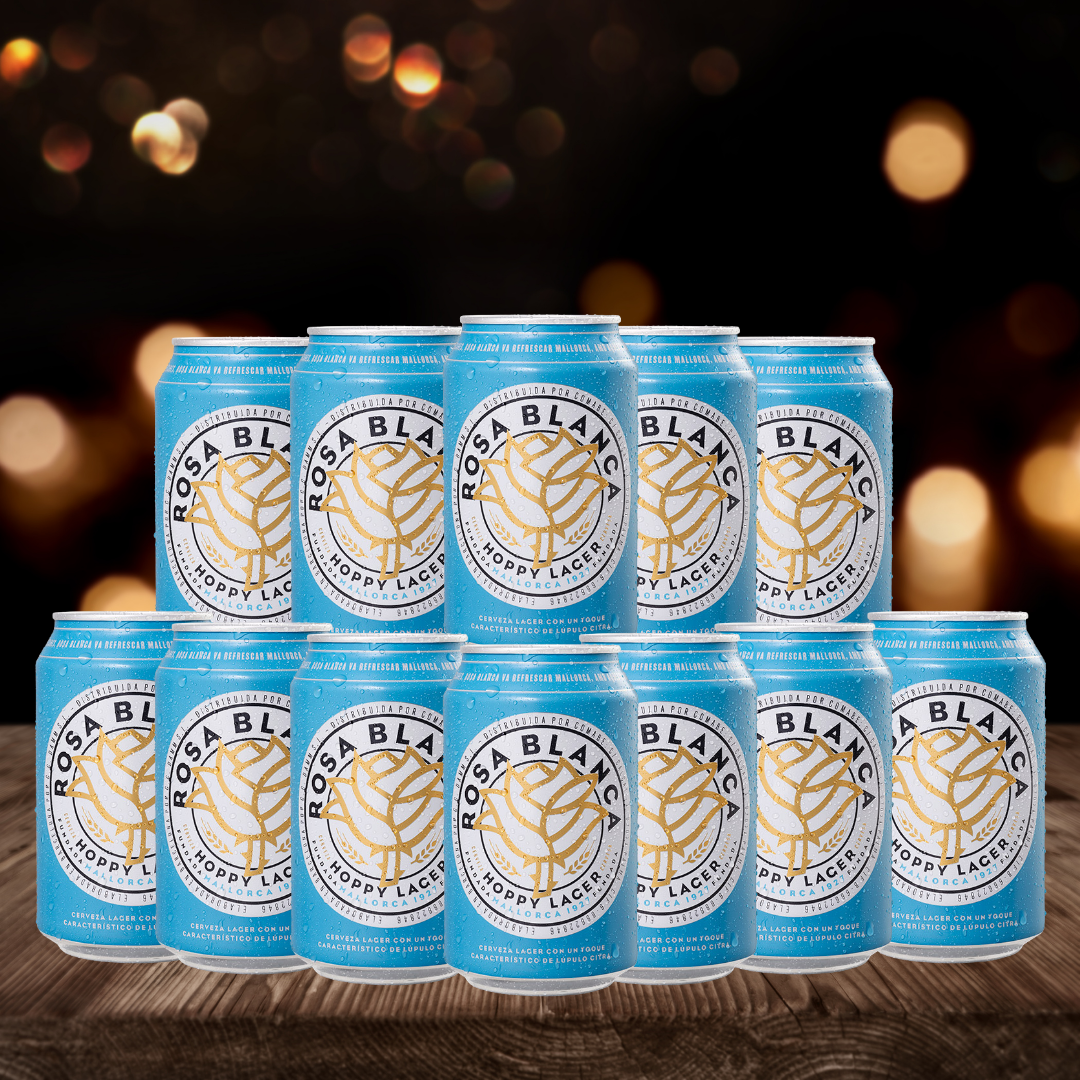 Rosa Blanca Cerveza 330ml Can – Light Spanish Lager 3.4% ABV (12 Pack)