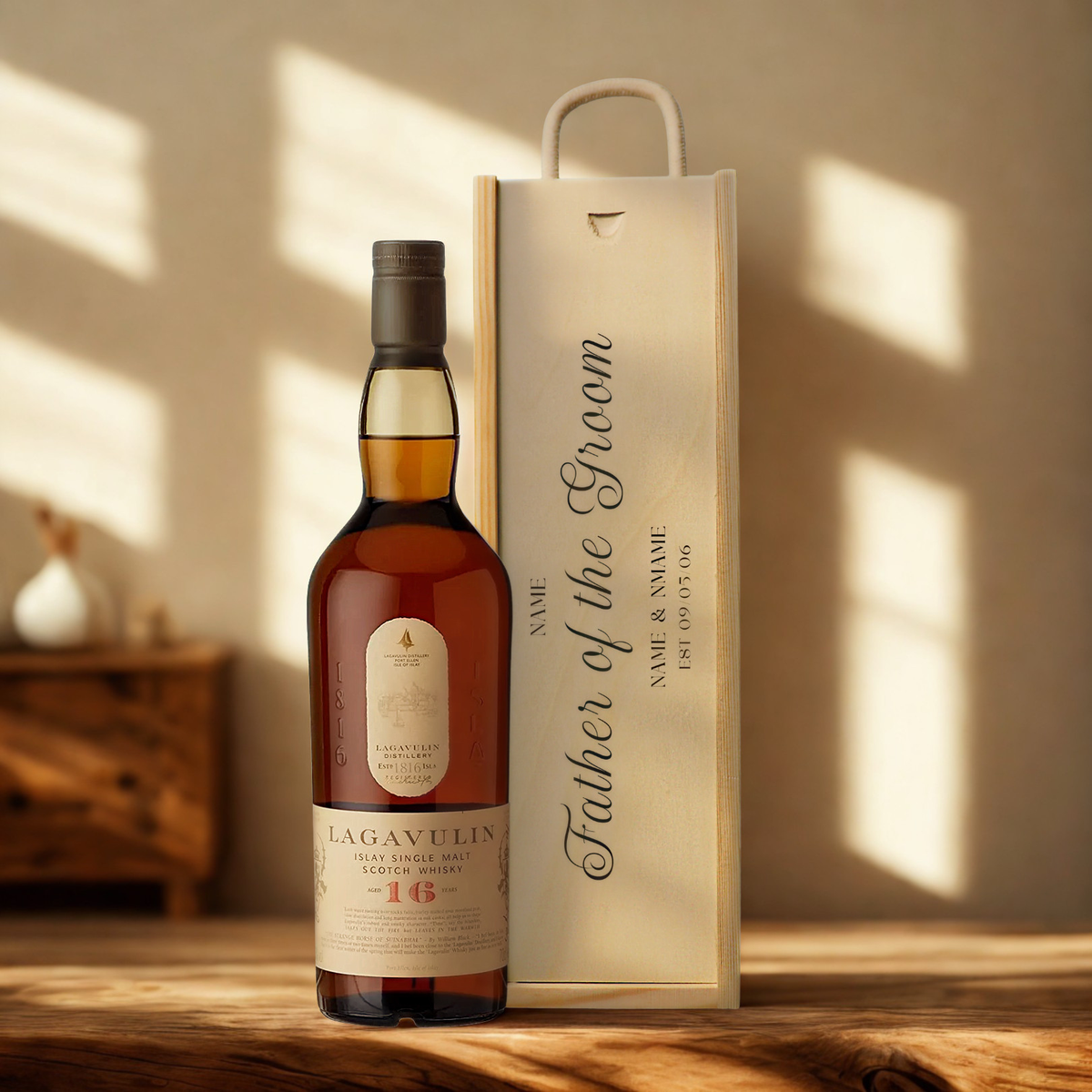 Personalised Father of the Groom Whisky Gift Set with Wooden Presentation Box