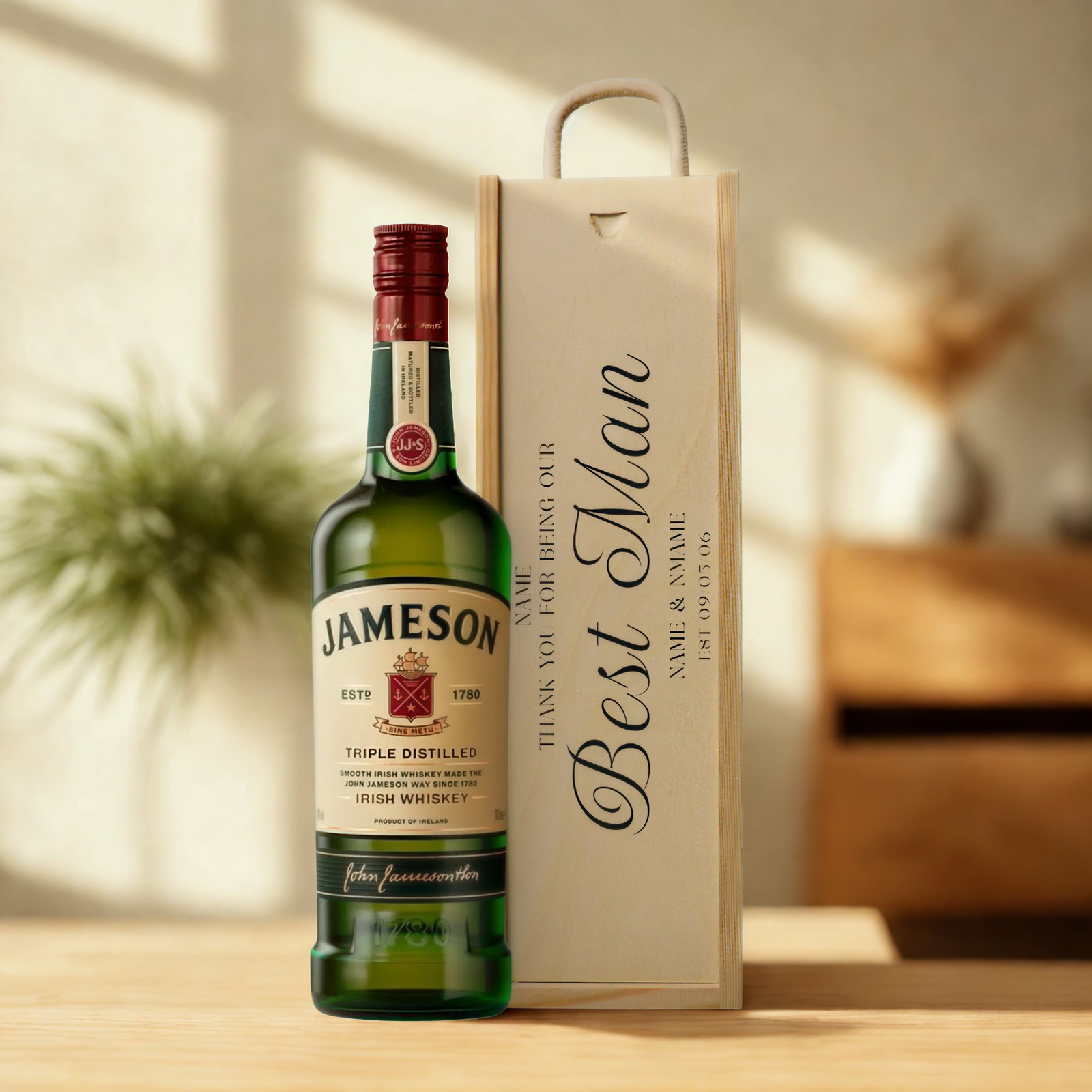 Personalised Best Man Whisky Gift Set with Wooden Presentation Box