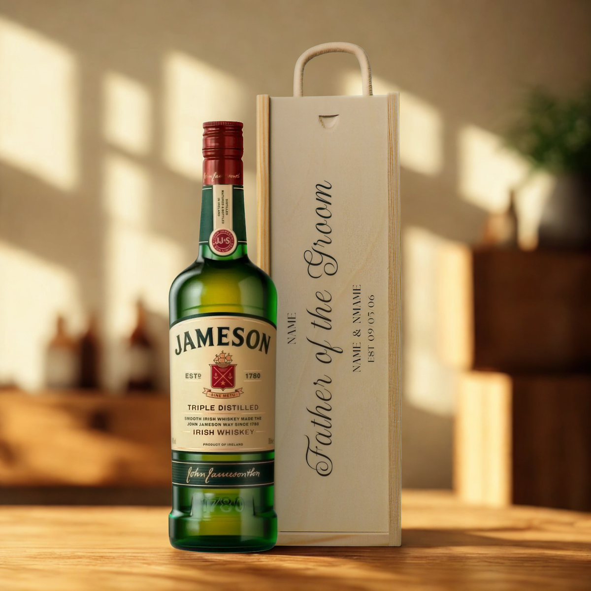 Personalised Father of the Groom Whisky Gift Set with Wooden Presentation Box
