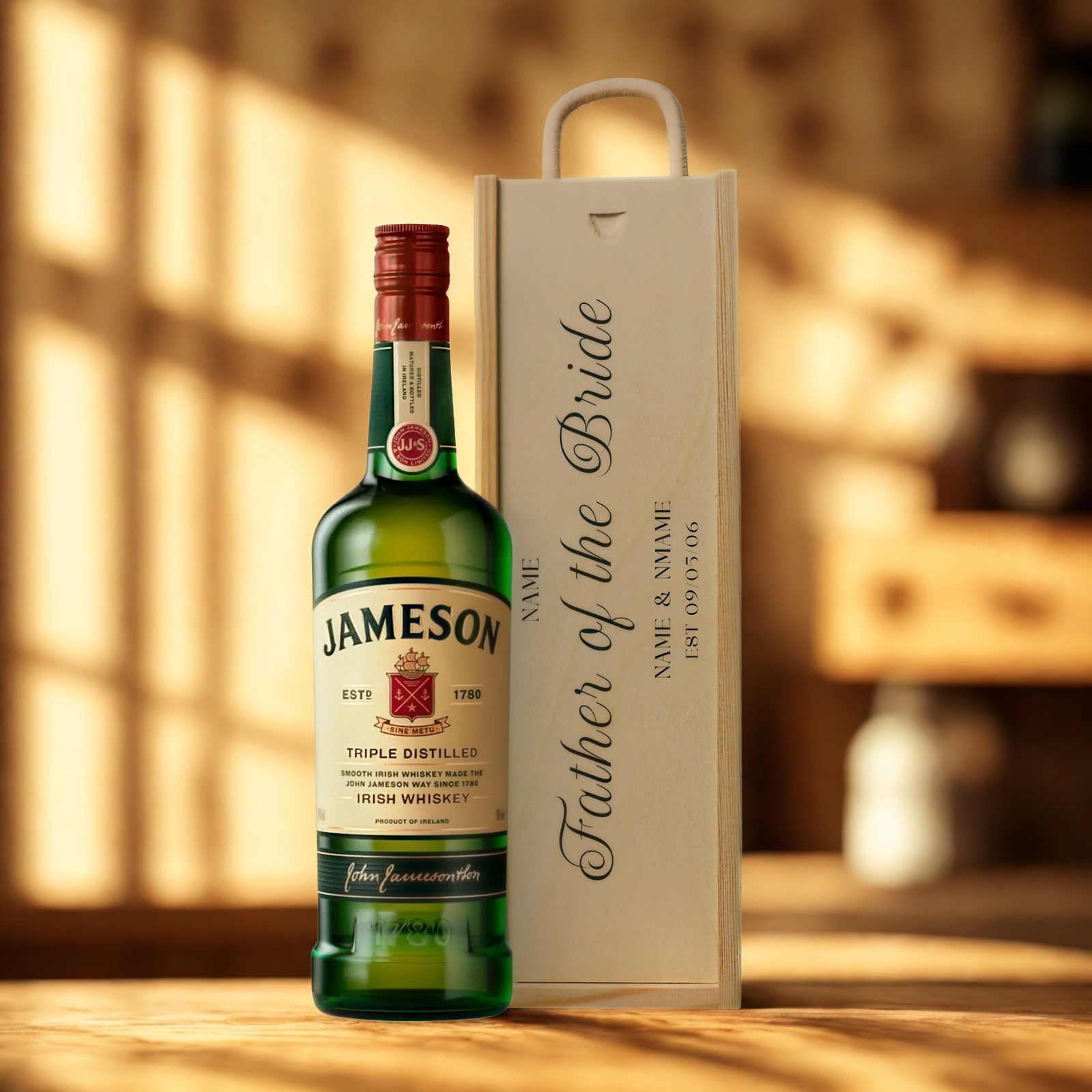 Personalised Father of the Bride Whisky Gift Set with Wooden Presentation Box