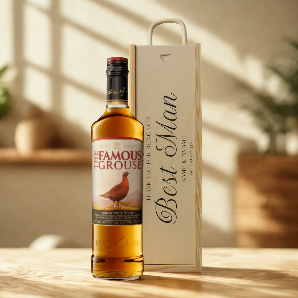 Personalised Best Man Whisky Gift Set with Wooden Presentation Box