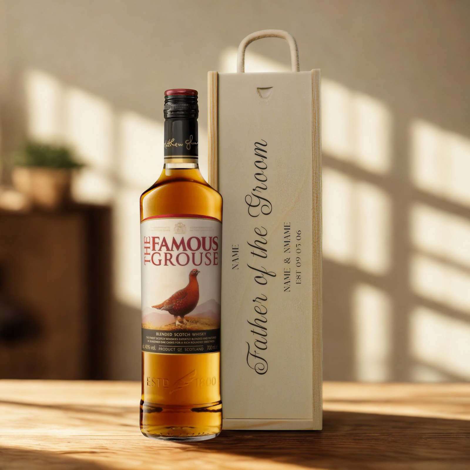 Personalised Father of the Groom Whisky Gift Set with Wooden Presentation Box
