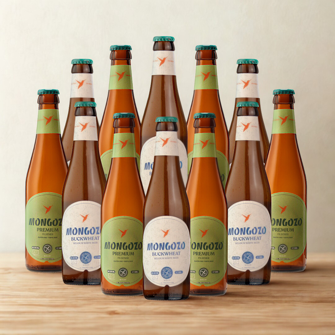Mongozo Gluten Free Mixed Case (Pilsner & Buckwheat White) 330ml Bottles - (12 Pack)