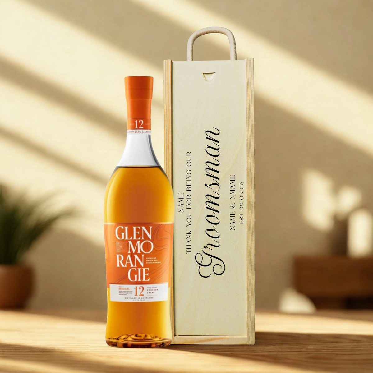 Personalised Groomsmen Whisky Gift Set with Wooden Gift Box