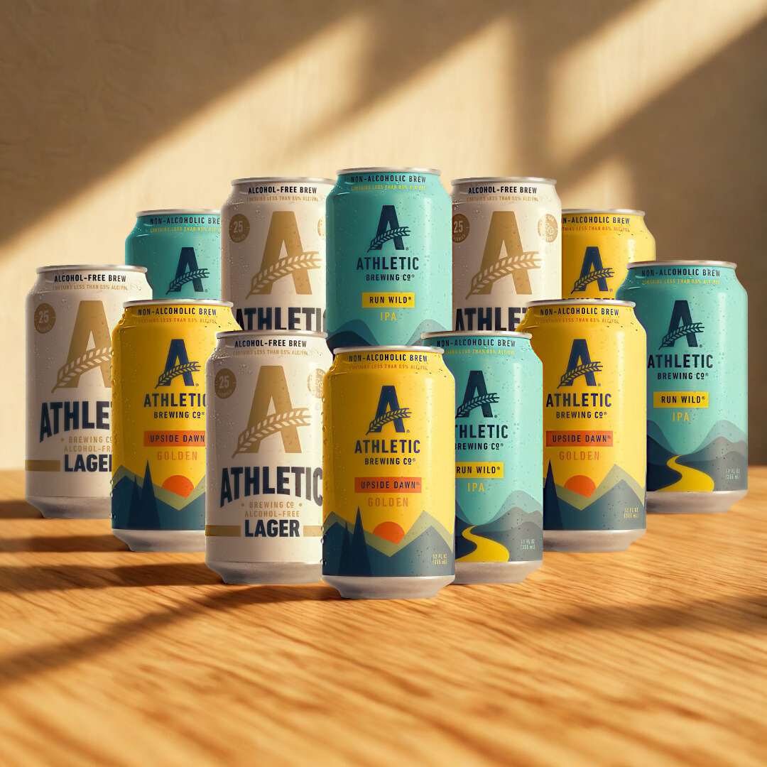 Athletic Brewing Alcohol-Free Mixed Case (Upside Dawn, Wild IPA & Lager) 355ml Cans – (12 Pack)