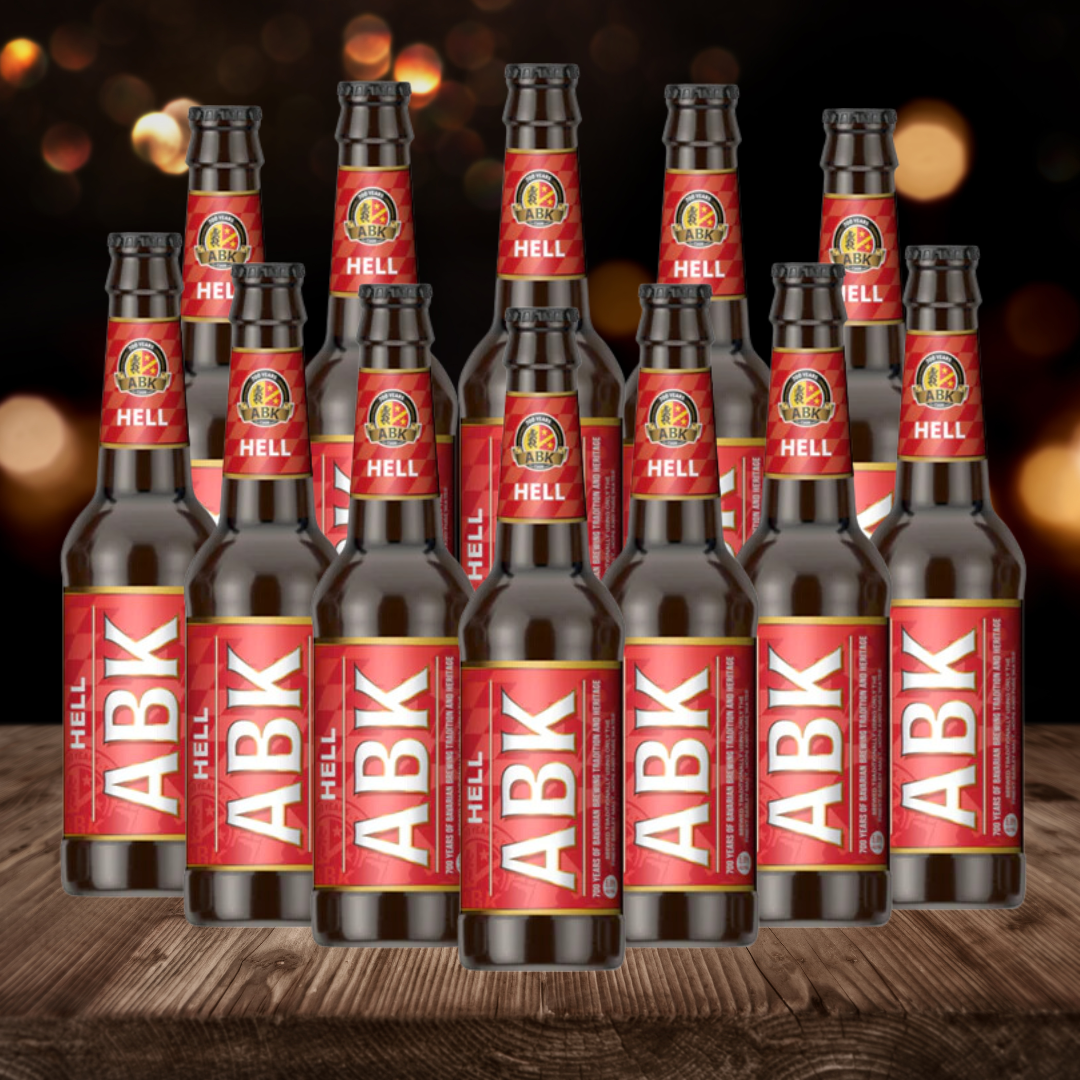 ABK Hells German Lager 500ml Bottles (12 Pack) - 5.0% ABV. - BEERHUNTER