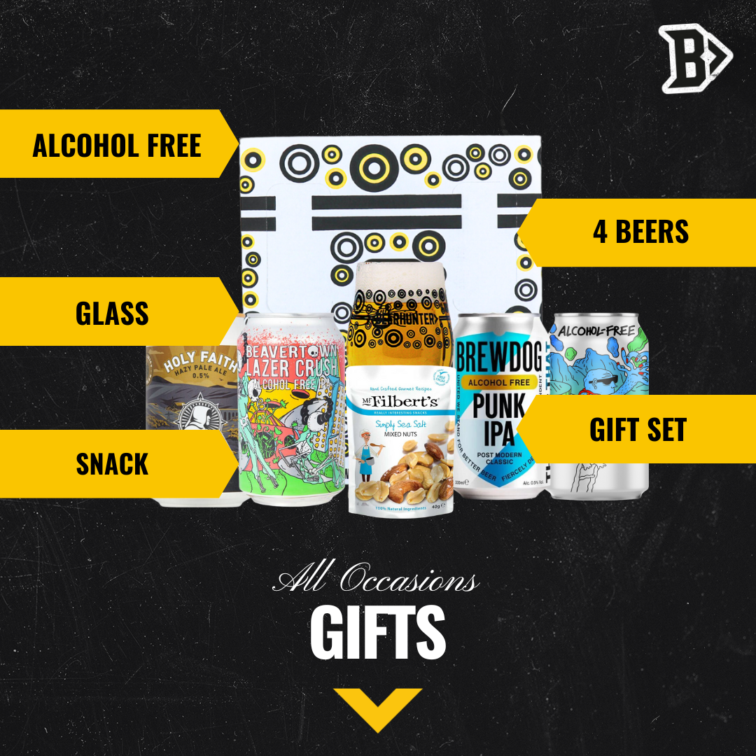 Alcohol Free Craft Beer 4 Can Gift Set with Branded Glass - BEERHUNTER