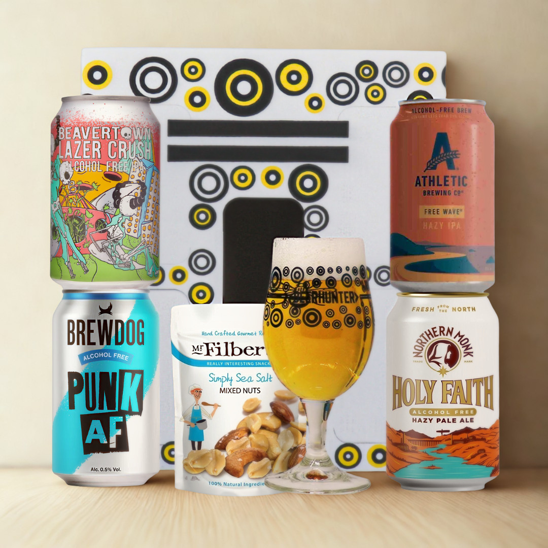 Alcohol Free Craft Beer 4 Can Gift Set with Branded Glass