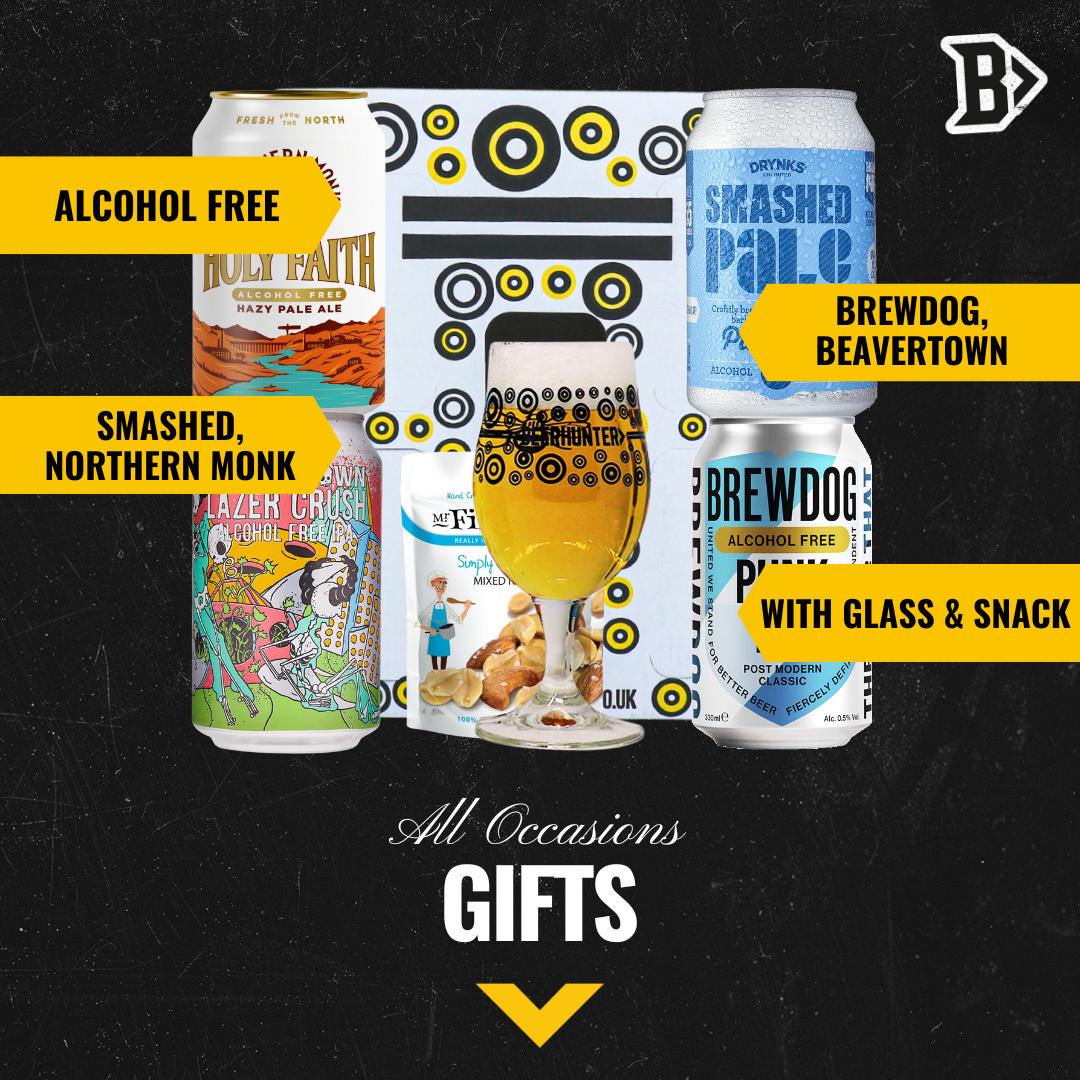 Alcohol Free Craft Beer 4 Can Gift Set with Branded Glass