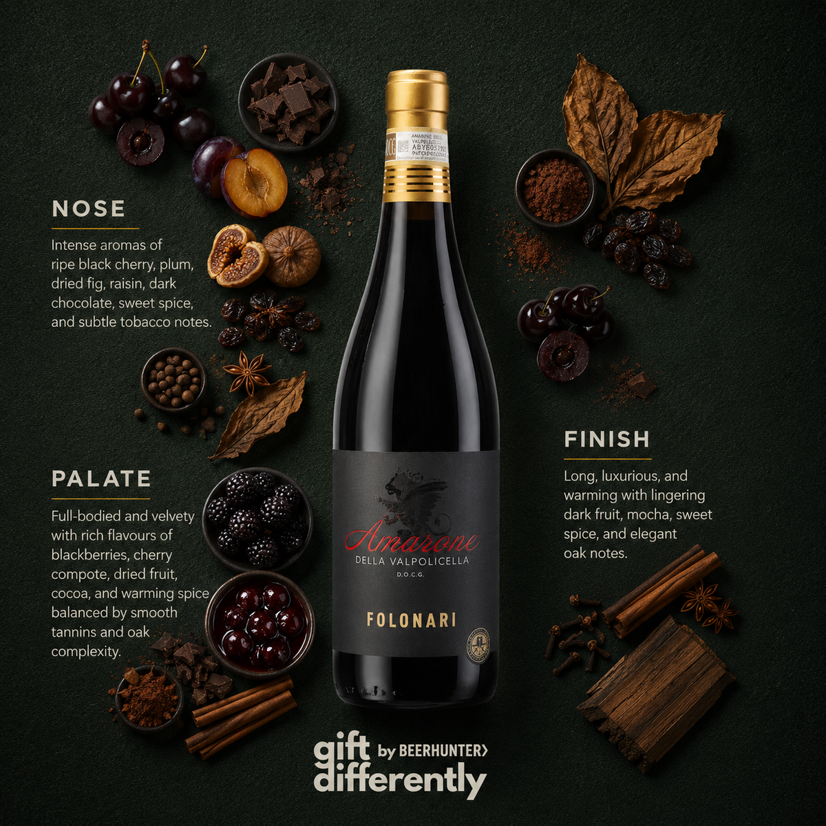 Personalised Luxury Amarone della Valpolicella Folonari And Barolo Mundi Red Wine Gift Set – 75cl (14.5% ABV)