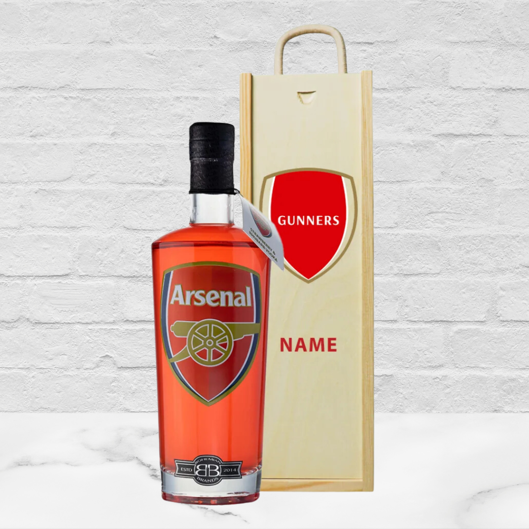 Arsenal Football Strawberry & Rhubarb Vodka in Personalised Presentation Box (70cl) - 37.5% ABV - BEERHUNTER