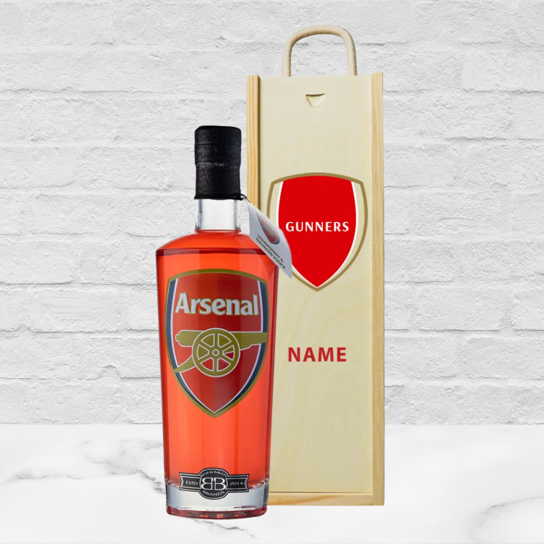 Arsenal Football Strawberry &amp; Rhubarb Vodka in Personalised Presentation Box (70cl) - 37.5% ABV