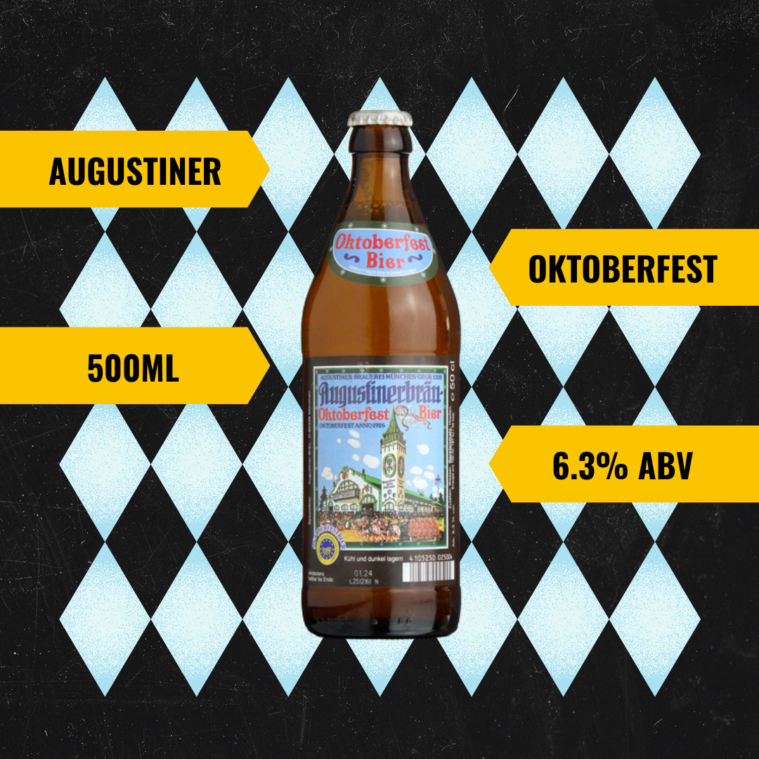 Augustiner München Oktoberfest Beer 500ml Bottles with FREE Augustiner Stein (8 Pack) - 6.3% ABV