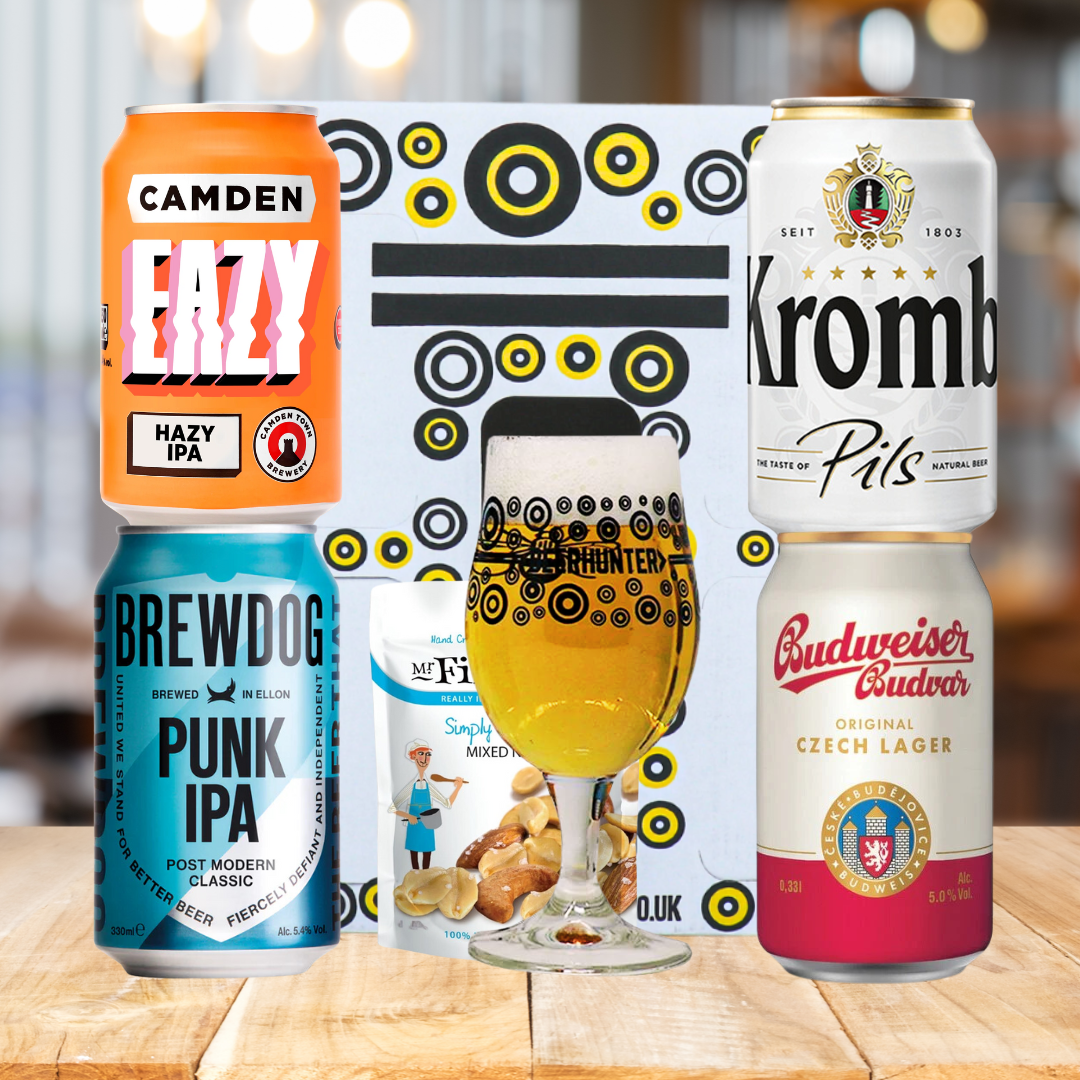 Craft Beer Mixed Beer Gift Set (4 x 330ml Cans) Brewdog, Camden, Krombacher & Budvar