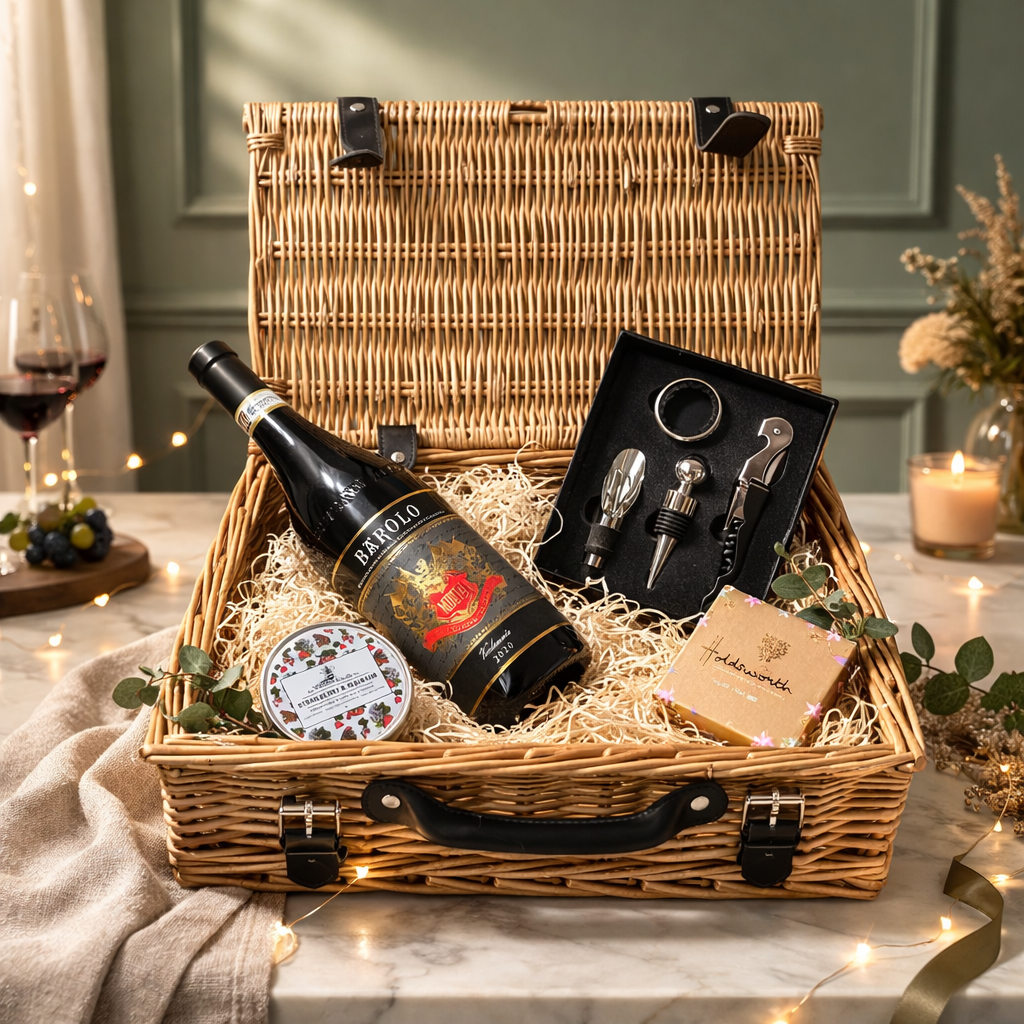 Barolo Mundi Red Wine 14" Gift Hamper with Chocolates and Accessories – 75cl (14.5% ABV)