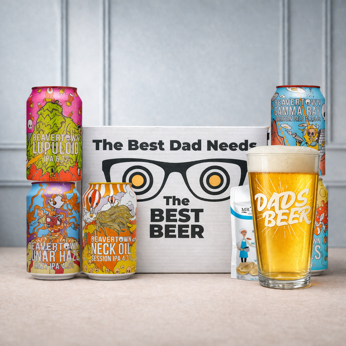 Beavertown Craft Beer 'Best Dad' Gift Pack (5 x 330ml Cans) with Dads Beer Glass